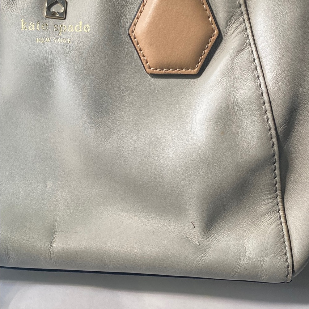 Kate Spade Gray and Tan Satchel with Geometric Details - Picture 8 of 10